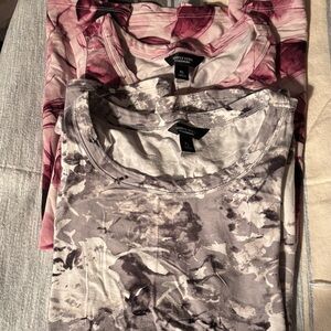 Vera Wang Gray and Pink Floral Tank Tops